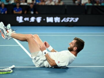 Corentin Moutet durante un partido del Open de Australia