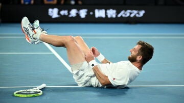 Corentin Moutet durante un partido del Open de Australia