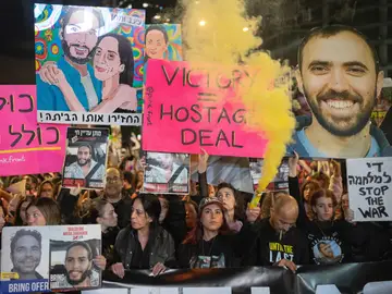 Imagen de la manifestaciones en Tel Aviv para la liberación de los rehenes. Imagen de la manifestaciones en Tel Aviv para la liberación de los rehenes.