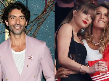 Justin Baldoni junto Taylor Swift y Blake Lively en un montaje Justin Baldoni junto Taylor Swift y Blake Lively en un montaje