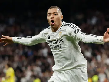 Mbappé celebra su segundo gol ante Las Palmas Mbappé celebra su segundo gol ante Las Palmas