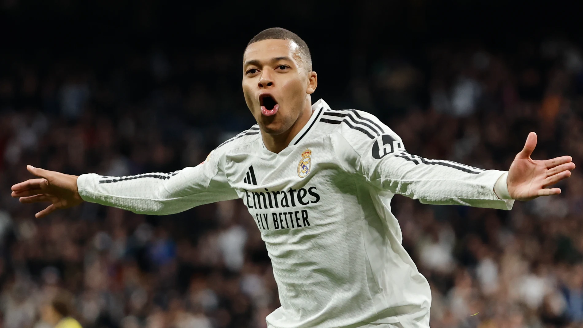 Mbappé celebra su segundo gol ante Las Palmas Mbappé celebra su segundo gol ante Las Palmas