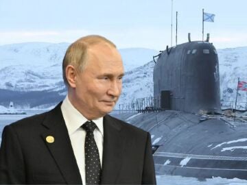 Imagen de Putin y de el nuevo submarino ruso.