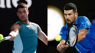 Carlos Alcaraz y Novak Djokovic, en acción en el Open de Australia 2025 Carlos Alcaraz y Novak Djokovic, en acción en el Open de Australia 2025
