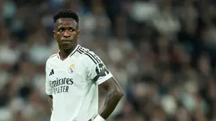 Vinicius durante el Real Madrid-Milan de la Champions League Vinicius durante el Real Madrid-Milan de la Champions League