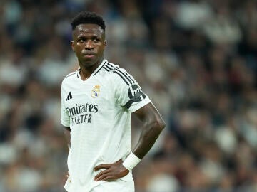 Vinicius durante el Real Madrid-Milan de la Champions League