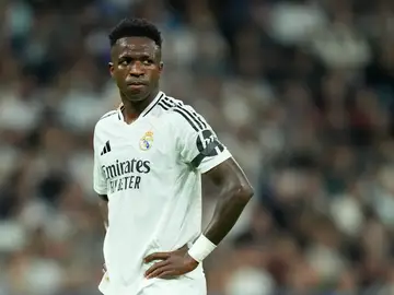 Vinicius durante el Real Madrid-Milan de la Champions League Vinicius durante el Real Madrid-Milan de la Champions League