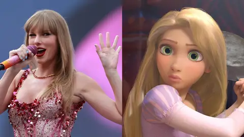 Taylor Swift y Rapunzel en Enredados Taylor Swift y Rapunzel en Enredados