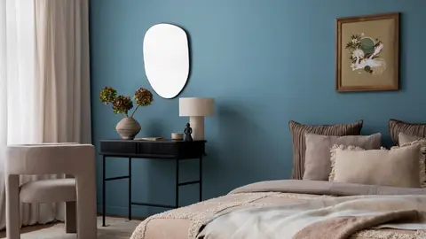 Dormitorio con paredes azules Dormitorio con paredes azules