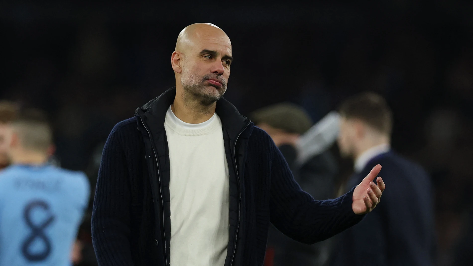 Pep Guardiola gesticula en el partido ante el Brujas Pep Guardiola gesticula en el partido ante el Brujas