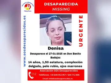 Denisa, desaparecida en Don Benito (Badajoz) Denisa, desaparecida en Don Benito (Badajoz)