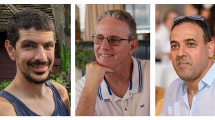 Imagen de los tres rehenes israel&iacute;es que ser&aacute;n liberados por Ham&aacute;s.