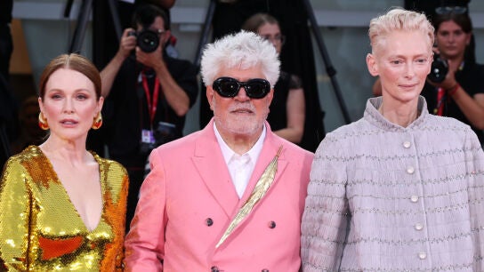Julianne Moore, Pedro Almod&oacute;var y Tilda Swinton