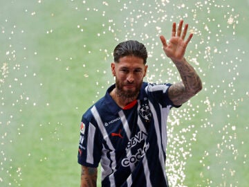 Sergio Ramos, en su presentación con Rayados de Monterrey