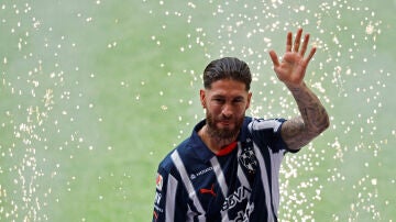 Sergio Ramos, en su presentación con Rayados de Monterrey