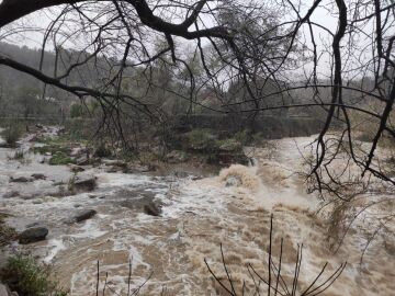 Imagen de la crecida de un r&iacute;o por el temporal