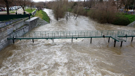 Caudal del río Manzanares este viernes en Madrid. Caudal del río Manzanares este viernes en Madrid.