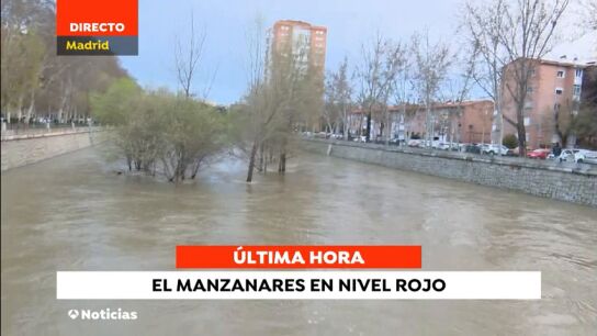El río Manzanares sube a nivel rojo