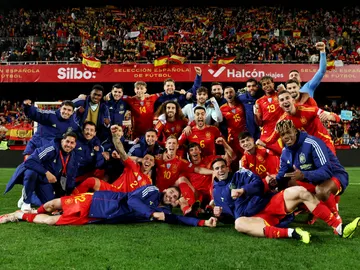 La selección española celebra el pase a la Final Four de la Nations League La selección española celebra el pase a la Final Four de la Nations League