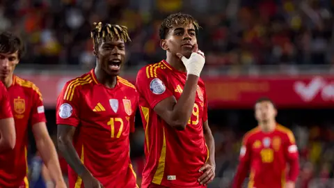 Lamine Yamal celebra su golazo ante Países Bajos Lamine Yamal celebra su golazo ante Países Bajos