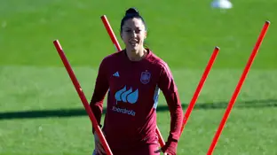 Jenni Hermoso, en un entrenamiento de la selección española de fútbol Jenni Hermoso, en un entrenamiento de la selección española de fútbol