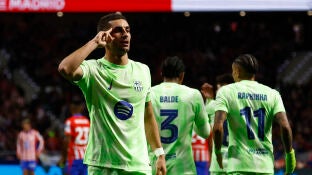 Ferran Torres celebra su gol ante el Atl&eacute;tico de Madrid en el Metropolitano