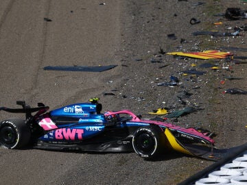 Así quedó el Alpine de Doohan tras accidentarse en Suzuka