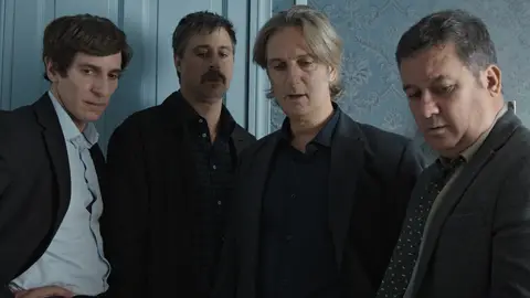 Quim Gutiérrez, Hugo Silva, Ernesto Alterio y Secun de la Rosa en Un funeral de locos Quim Gutiérrez, Hugo Silva, Ernesto Alterio y Secun de la Rosa en Un funeral de locos