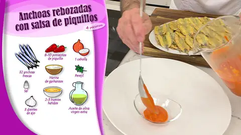 Ingredientes Anchoas rebozadas con salsa de piquillos Ingredientes Anchoas rebozadas con salsa de piquillos