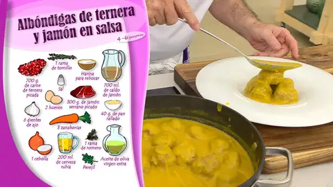 Ingredientes Albóndigas de ternera y jamón en salsa Ingredientes Albóndigas de ternera y jamón en salsa