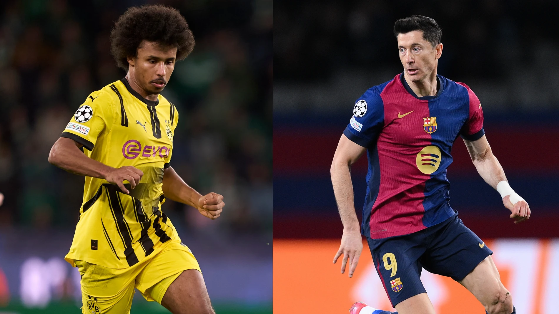 Adeyemi (Dortmund) y Lewandowski (Barça) Adeyemi (Dortmund) y Lewandowski (Barça)