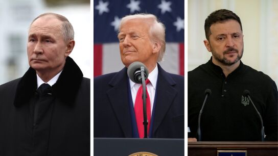 Imagen de Vladimir Putin, Donald Trump y Volodimir Zelenski.
