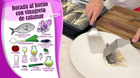 Ingredientes Dorada al horno con vinagreta de calamar Ingredientes Dorada al horno con vinagreta de calamar