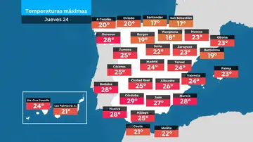 Mapa Temperaturas Jueves 24 de abril Mapa Temperaturas Jueves 24 de abril