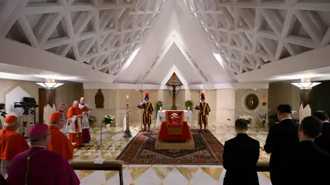 El cuerpo del papa Francisco en la Casa Santa Marta El cuerpo del papa Francisco en la Casa Santa Marta