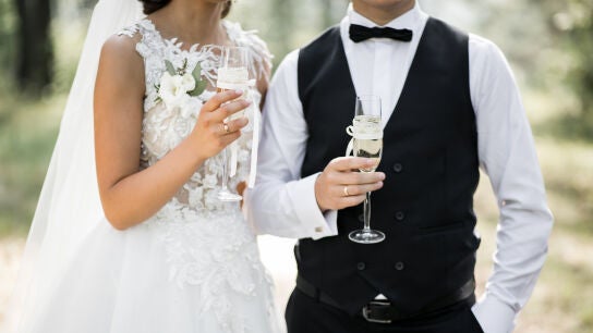 Novios el d&iacute;a de su boda