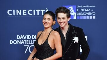 Timothée Chalamet y Kylie Jenner en la alfombra roja de los Premios David di Donatello en Roma