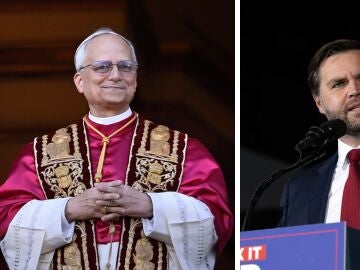 Imagen del papa León XIV y del vicepresidente estadounidense, J.D. Vance.