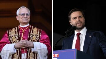 Imagen del papa León XIV y del vicepresidente estadounidense, J.D. Vance.