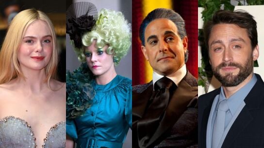 Elle Fanning y Kieran Culkin como Effie y Caesar en Los juegos del hambre: Amanecer en la cosecha