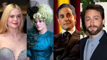 Elle Fanning y Kieran Culkin como Effie y Caesar en Los juegos del hambre: Amanecer en la cosecha