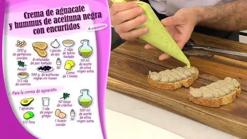 Ingredientes Crema de aguacate y hummus de aceituna negra Ingredientes Crema de aguacate y hummus de aceituna negra
