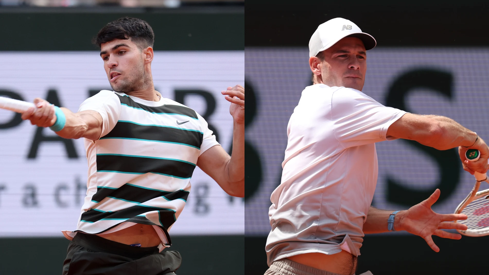 Carlos Alcaraz y Tommy Paul, en acción en Roland Garros Carlos Alcaraz y Tommy Paul, en acción en Roland Garros