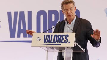 Feijóo, durante una comparecencia del PP