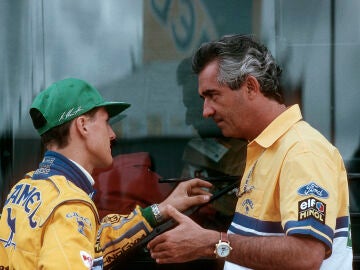 Flavio Briatore y Michael Schumacher en el GP de Portugal de 1993