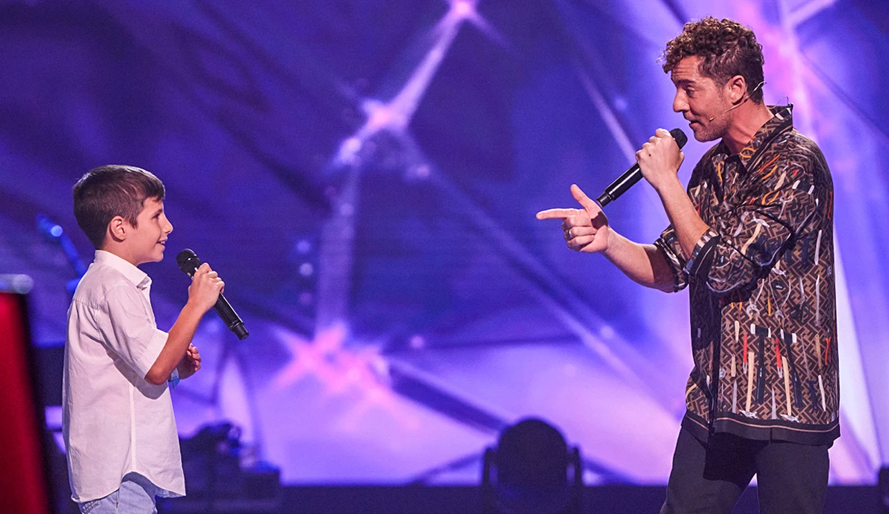 Kenzo y David Bisbal en La Voz Kids