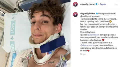 Miguel Herrán en el hospital tras el accidente de moto Miguel Herrán en el hospital tras el accidente de moto