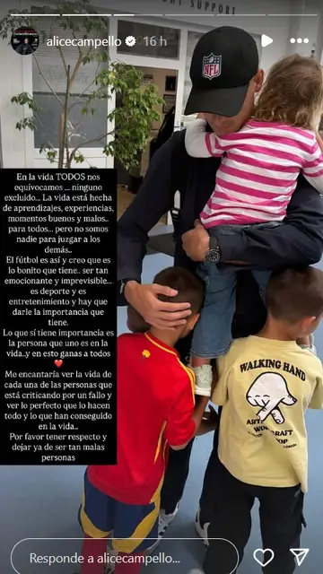 Reflexión de Alice Campello en sus redes sociales Reflexión de Alice Campello en sus redes sociales