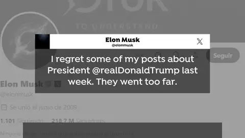 Tweet de Musk pidiendo perdón a Trump Tweet de Musk pidiendo perdón a Trump