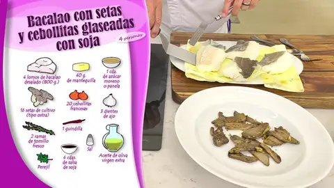 Ingredientes Bacalao con setas y cebollitas glaseadas Ingredientes Bacalao con setas y cebollitas glaseadas